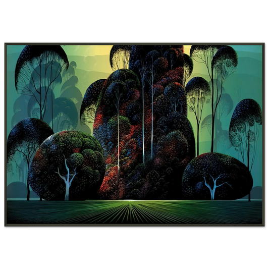 Eyvind Earle  Mendacino Framed Art Print  - Aluminum Frame - 21x29.7 cm / 8x12"