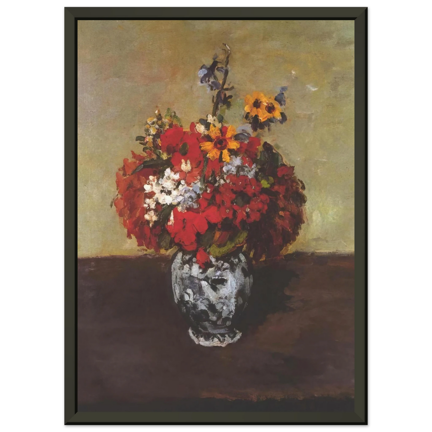 Paul Cezanne  Dahlias In A Delft Vase Framed Art Print  - Aluminum Frame - 40x50 cm / 16x20 inches