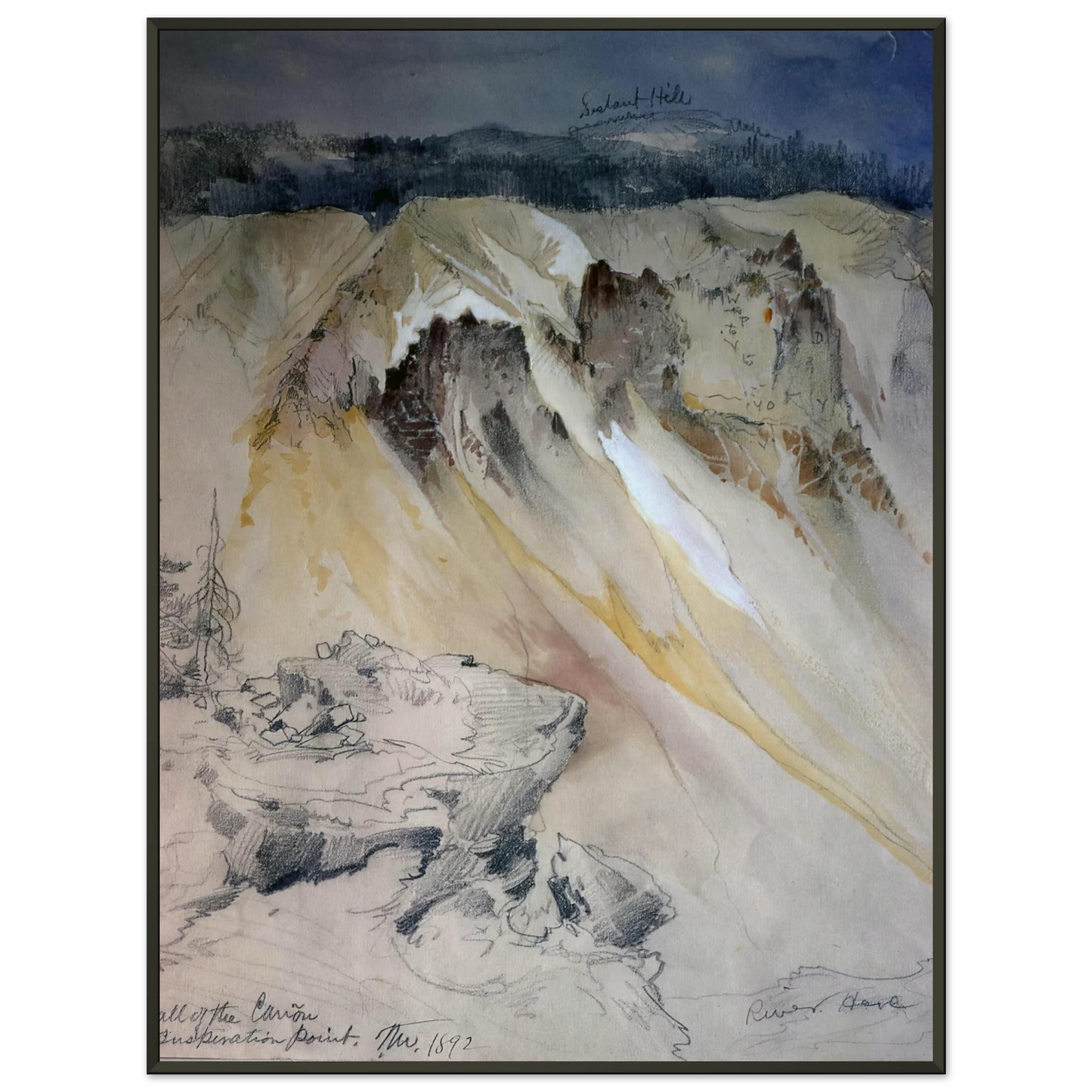 Thomas Moran  East wall of the canyon from Inspiration Point Framed Art Print  - Aluminum Frame - 70x100 cm / 28x40 inches