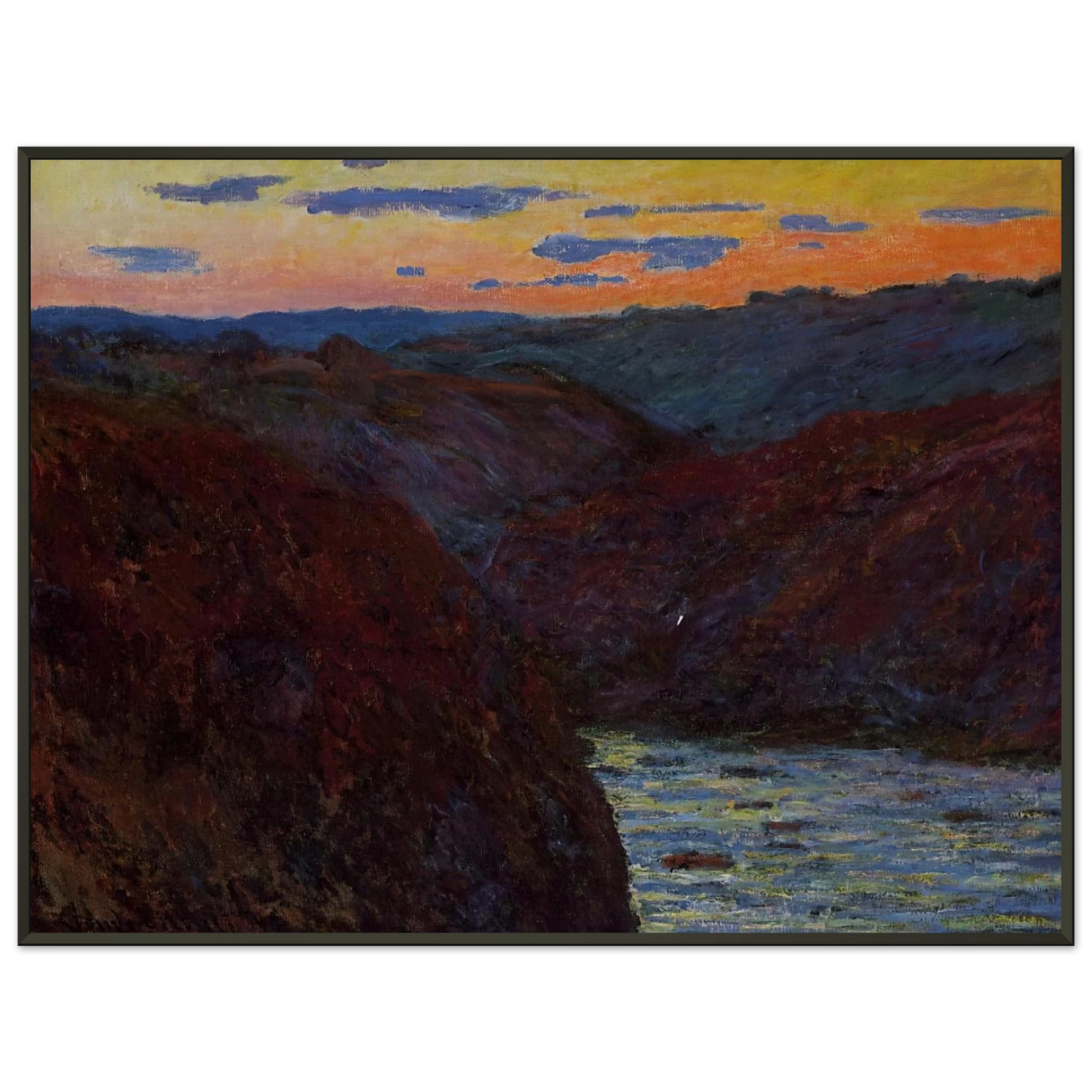 claude monet  Valley of the Creuse Sunset Framed Art Print  - Aluminum Frame - 70x100 cm / 28x40 inches