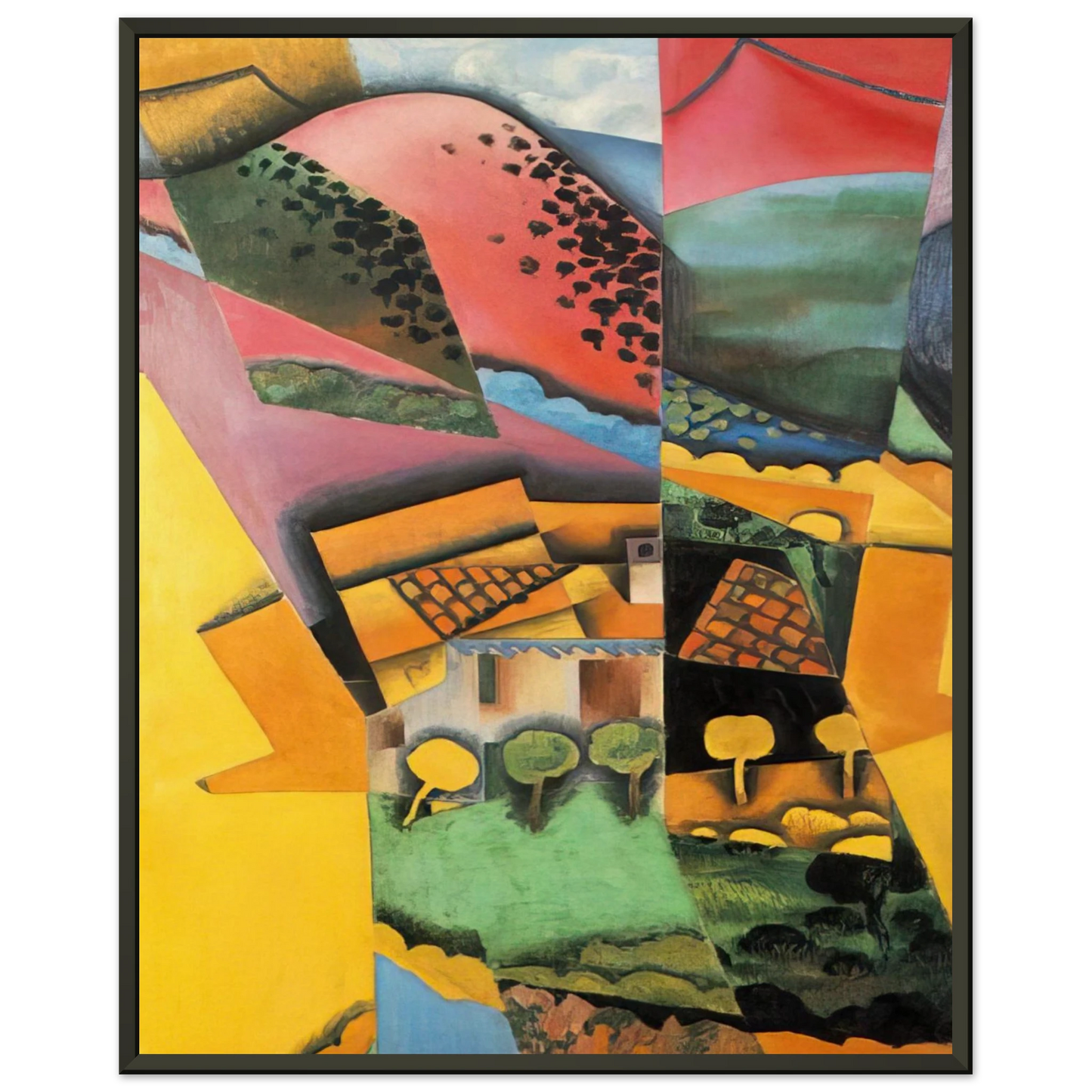 Juan Gris  LANDSCAPE AT CERET 1913 Framed Art Print  - Aluminum Frame - 70x100 cm / 28x40 inches