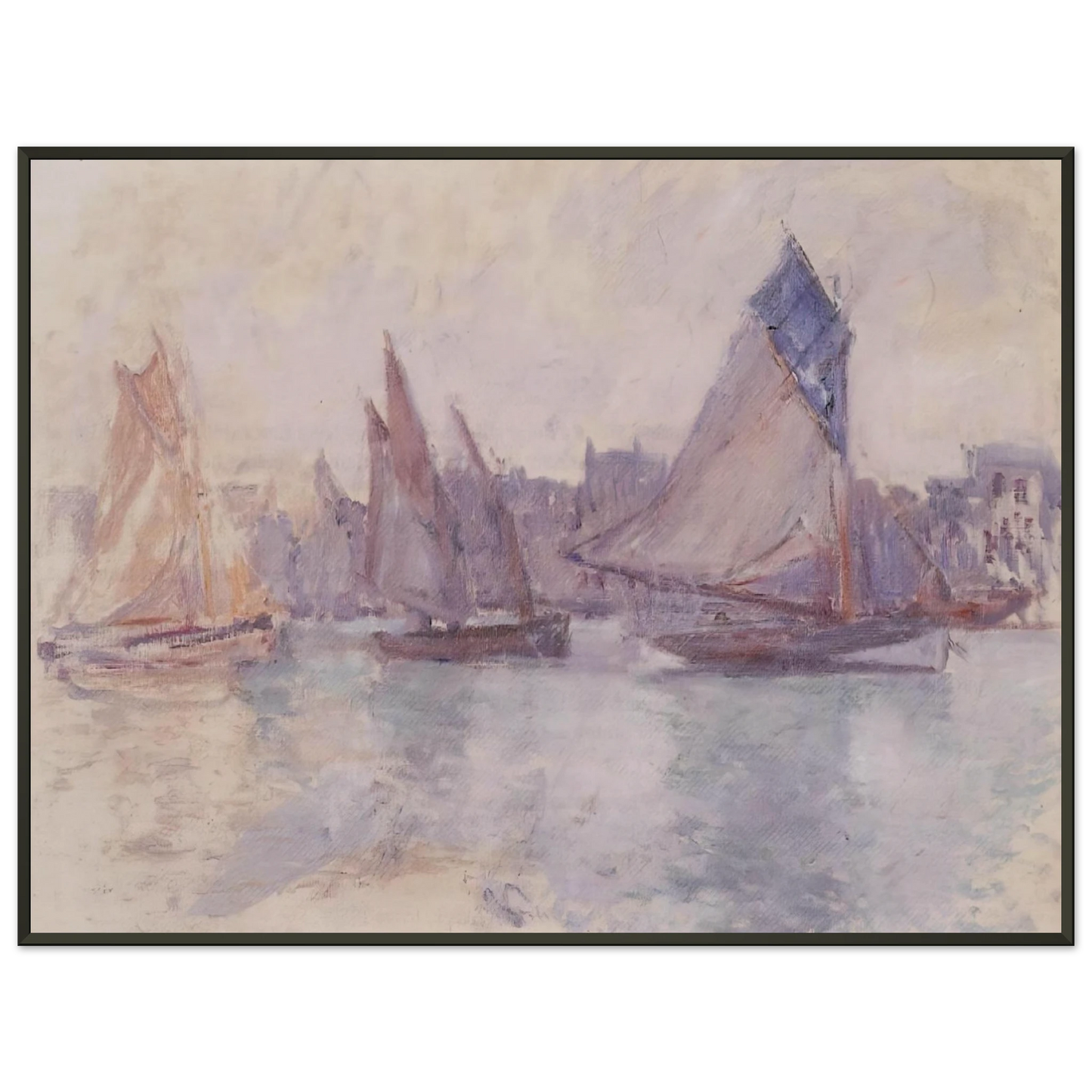 claude monet  Boats in the Port of Le Havre Framed Art Print  - Aluminum Frame - 70x100 cm / 28x40 inches