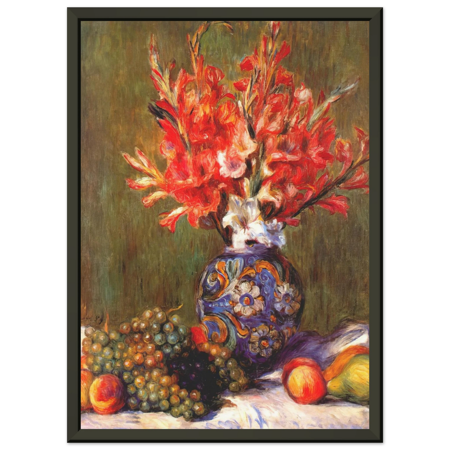 PierreAuguste Renoir  Still Life Flowers and Fruit Framed Art Print  - Aluminum Frame - 70x100 cm / 28x40 inches