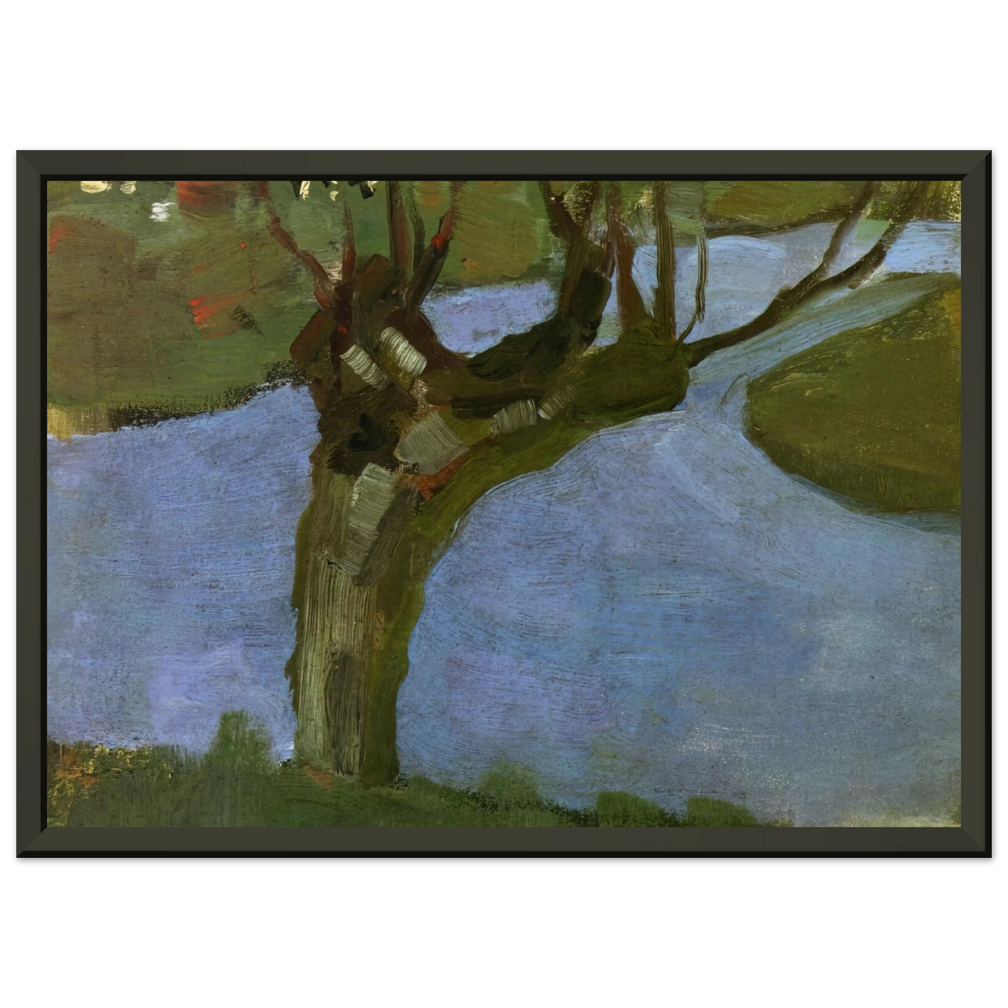 Piet Mondrian  Irrigation Ditch with Mature Willow Framed Art Print  - Aluminum Frame - 60x80 cm / 24x32 inches