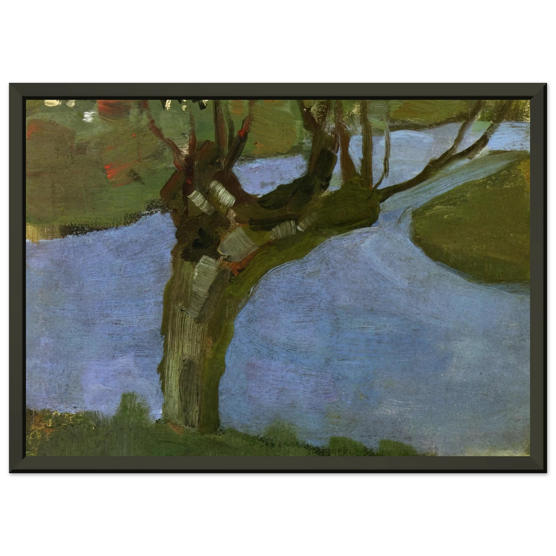 Piet Mondrian  Irrigation Ditch with Mature Willow Framed Art Print  - Aluminum Frame - 60x80 cm / 24x32 inches