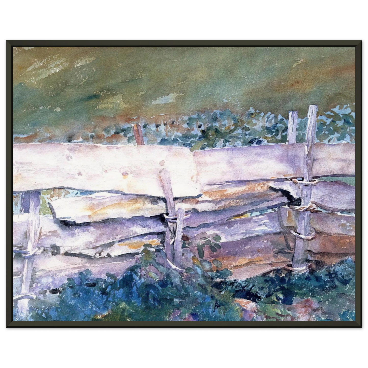 John Singer Sargent  The Fence Framed Art Print  - Aluminum Frame - 40x50 cm / 16x20 inches