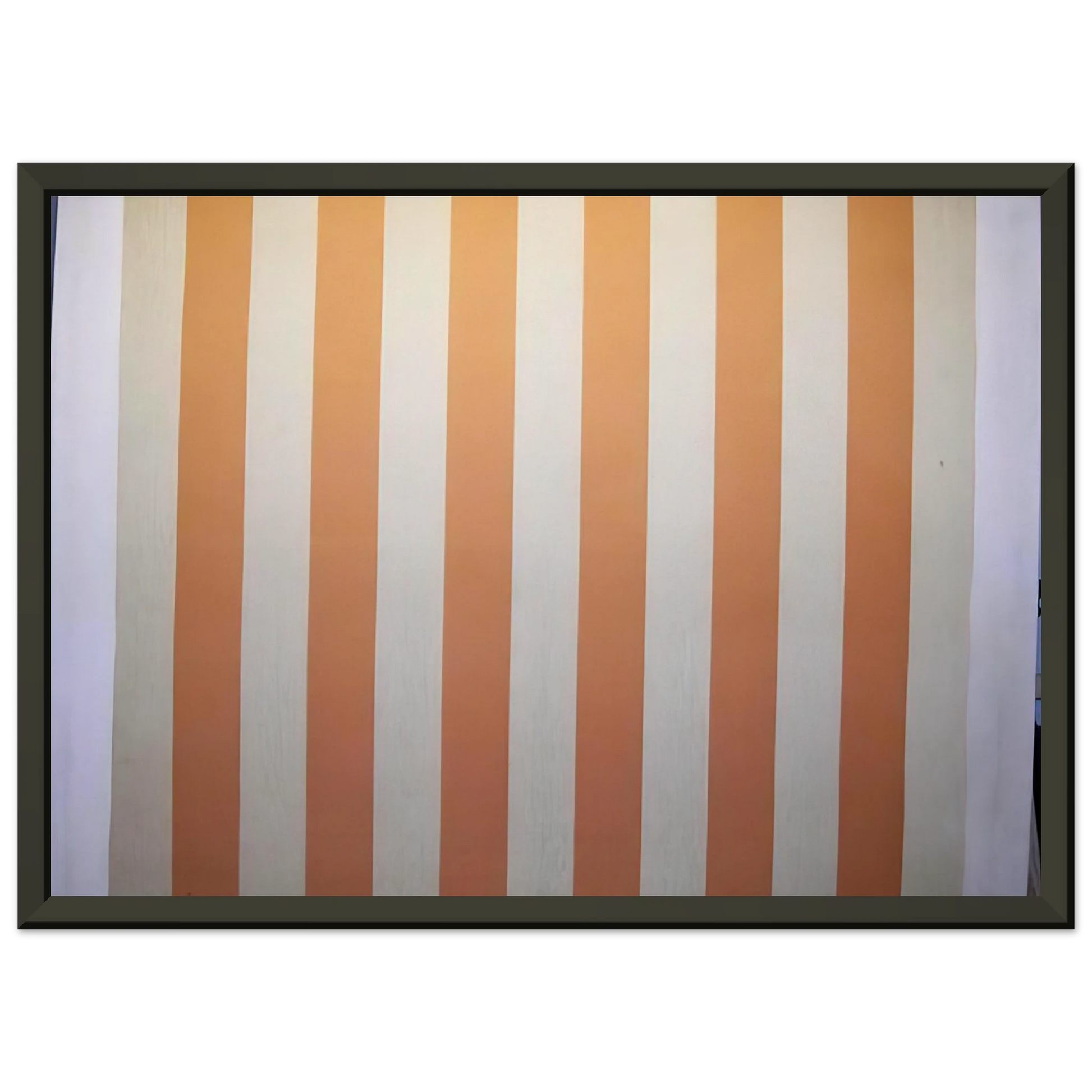 Daniel Buren  Peinture acrylique blanche sur tissu raye blanc et orange  1967 Framed Art Print  - Aluminum Frame - 40x50 cm / 16x20 inches