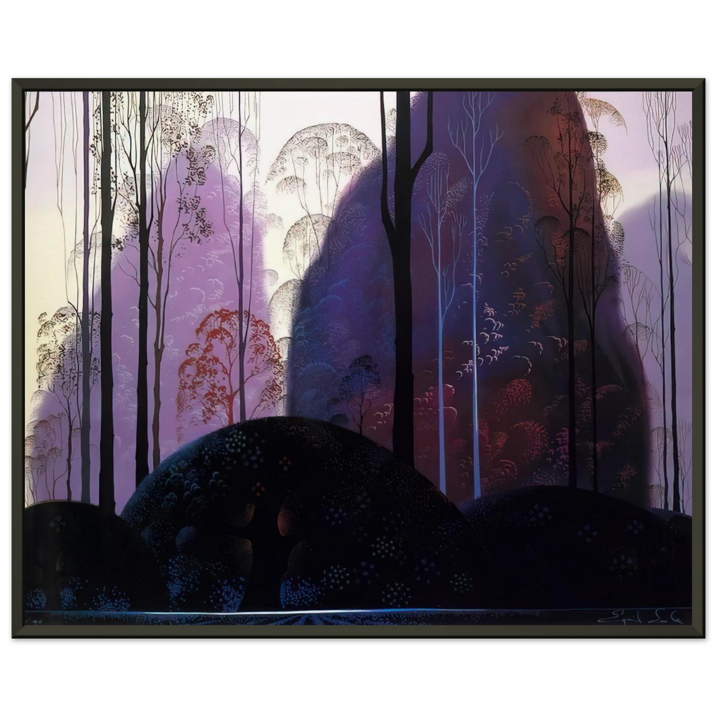 Eyvind Earle  Mauve Redand Purple Framed Art Print  - Aluminum Frame - 60x80 cm / 24x32 inches