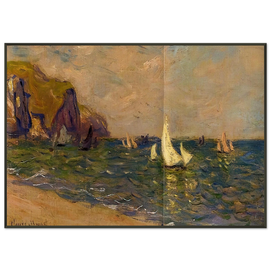 claude monet  Sailboats at Sea Pourville Framed Art Print  - Aluminum Frame - 21x29.7 cm / 8x12"