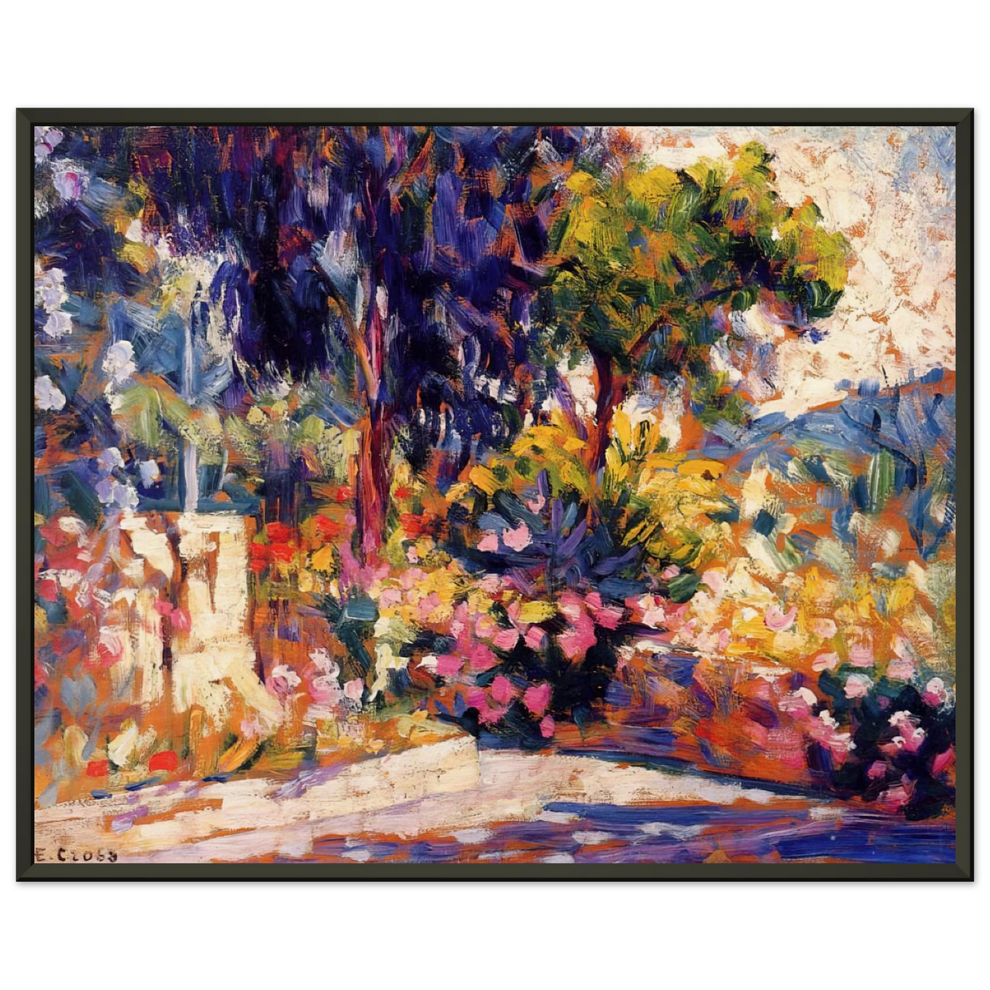 HenriEdmond Cross  The Flowered Terrace Framed Art Print  - Aluminum Frame - 40x50 cm / 16x20 inches