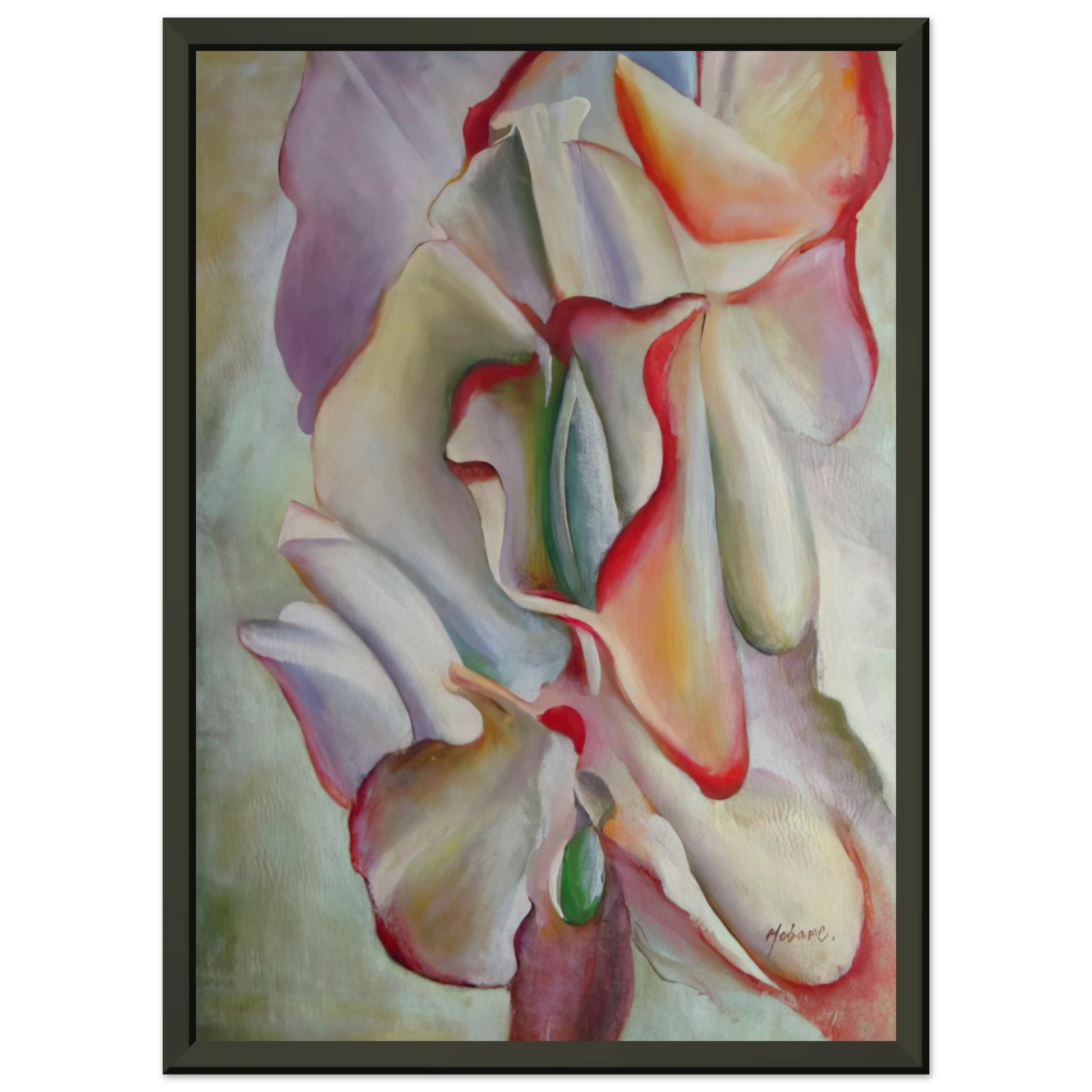 Georgia OKeeffe  Pink Sweet Peas Framed Art Print  - Aluminum Frame - 40x50 cm / 16x20 inches