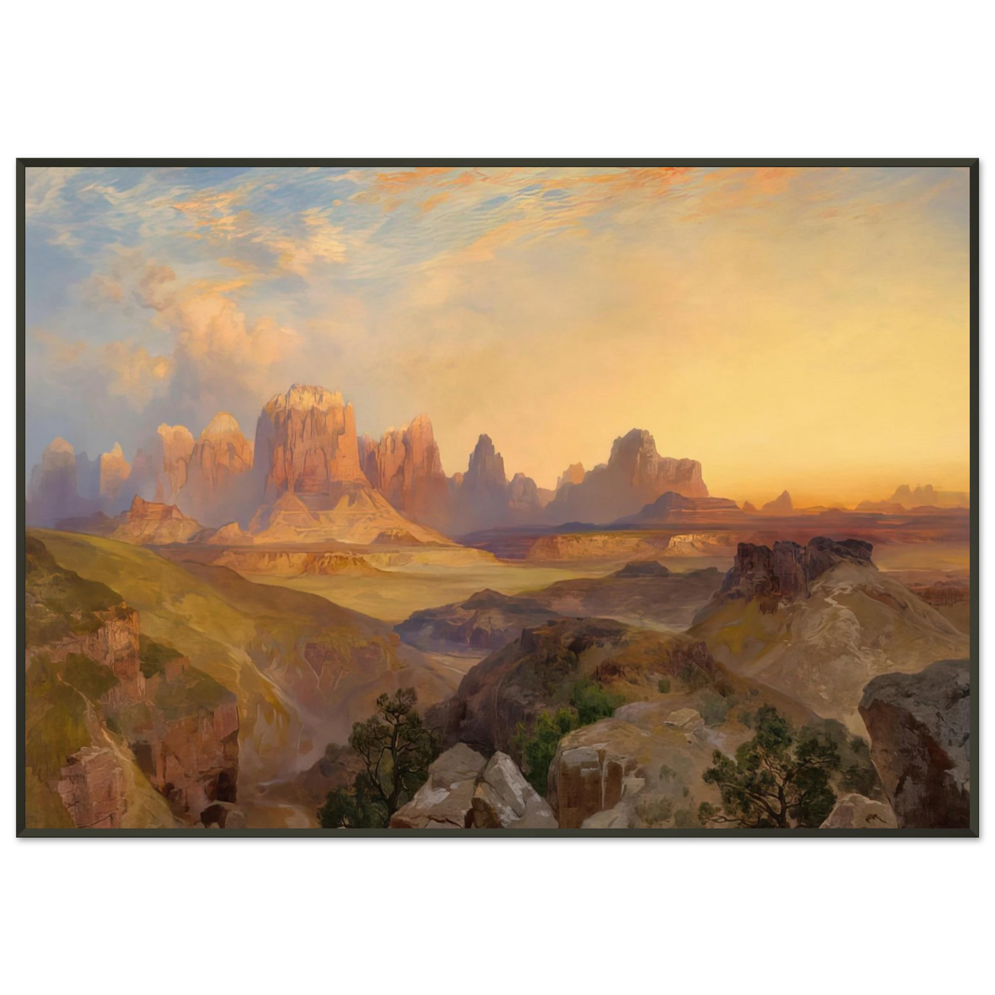 Thomas Moran  Virgin River Utah Framed Art Print  - Aluminum Frame - 21x29.7 cm / 8x12"