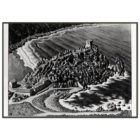 MC Escher  GULF OF PORTO CORSICA DECEMBER 1933 1933 Framed Art Print  - Aluminum Frame - 21x29.7 cm / 8x12"