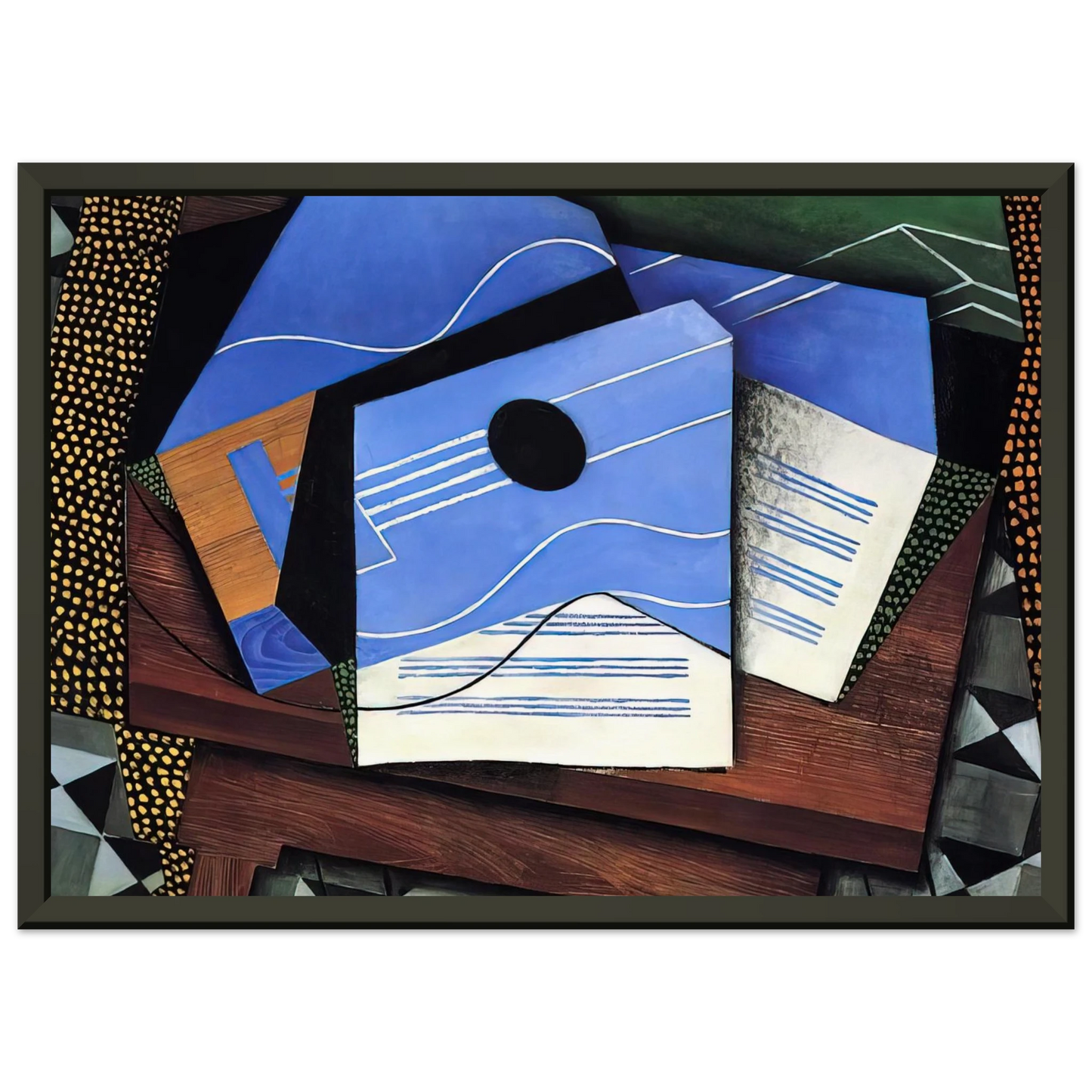 Juan Gris  GUITAR ON A TABLE 1915 Framed Art Print  - Aluminum Frame - 70x100 cm / 28x40 inches