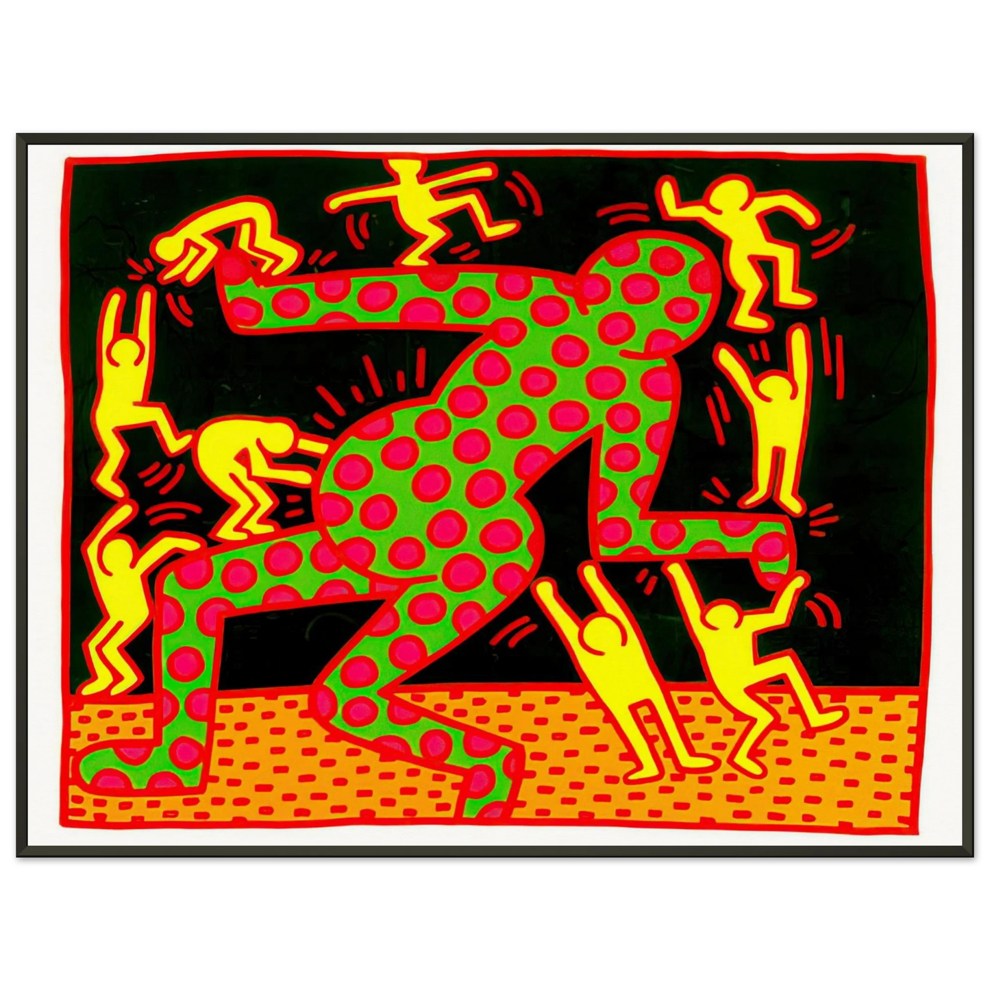 Keith Haring  UNTITLED 1983 2 Framed Art Print  - Aluminum Frame - 70x100 cm / 28x40 inches