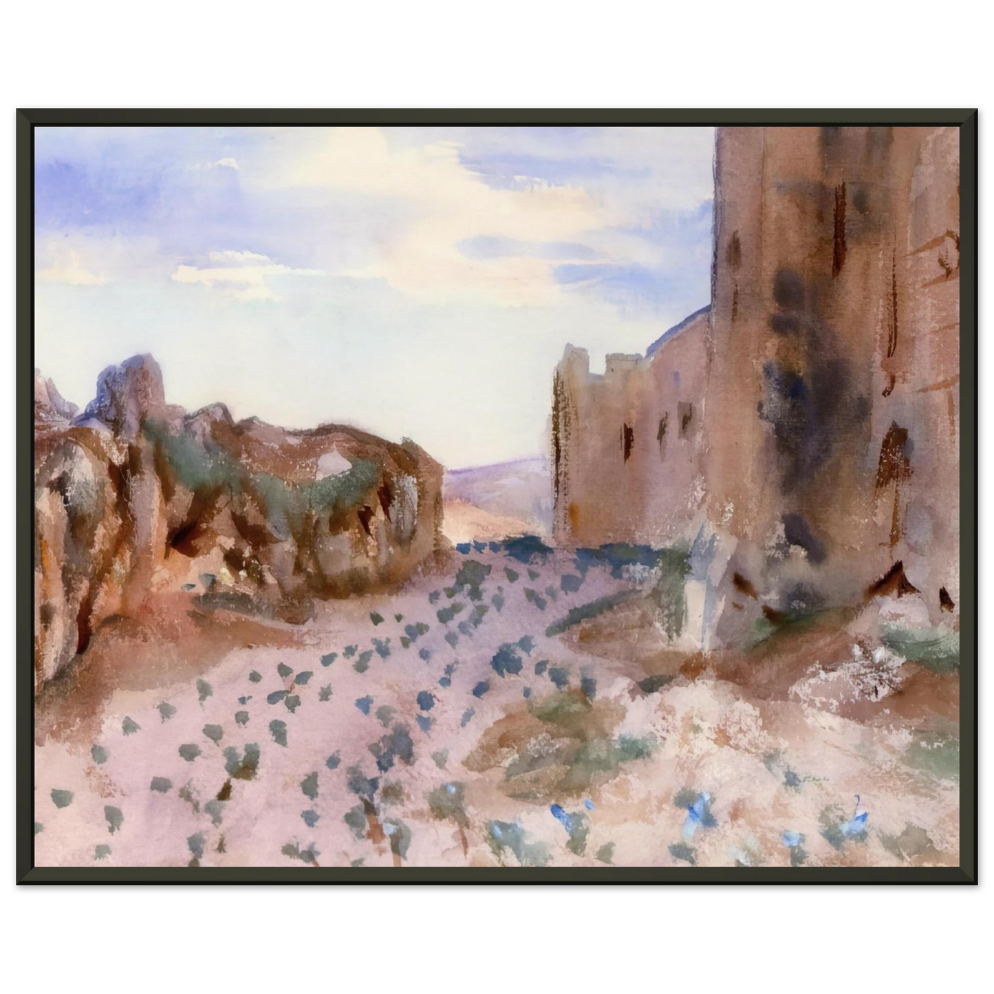 John Singer Sargent  Fortress Roads and Rocks Framed Art Print  - Aluminum Frame - 60x80 cm / 24x32 inches