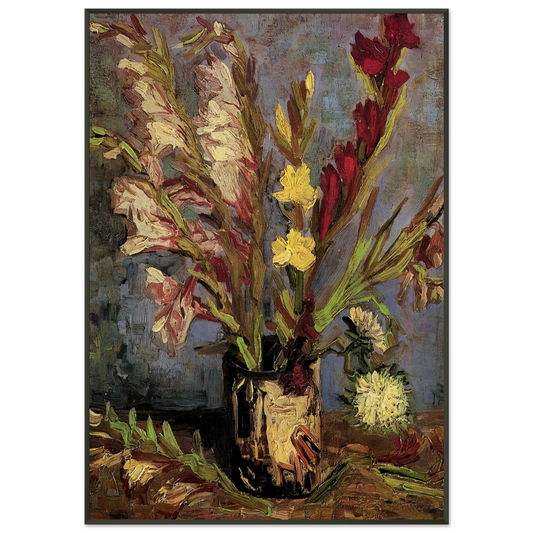 Vincent van Gogh  Vase with Gladioli Framed Art Print  - Aluminum Frame - 21x29.7 cm / 8x12"