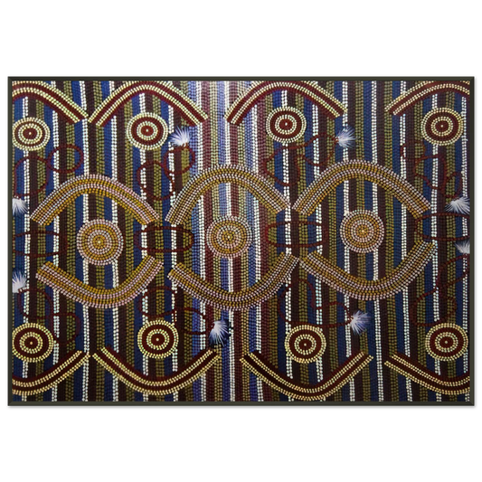 Clifford Possum Tjapaltjarri  Anmatyerre Ceremonial Designs Associated with the Rockhole Site Intankangu  1982 Framed Art Print  - Aluminum Frame - 21x29.7 cm / 8x12"