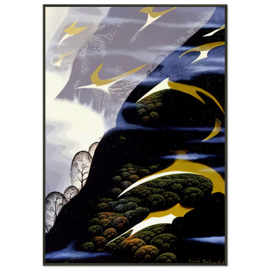 Eyvind Earle  Copy of Sea mist and Pastures Framed Art Print  - Aluminum Frame - 21x29.7 cm / 8x12"