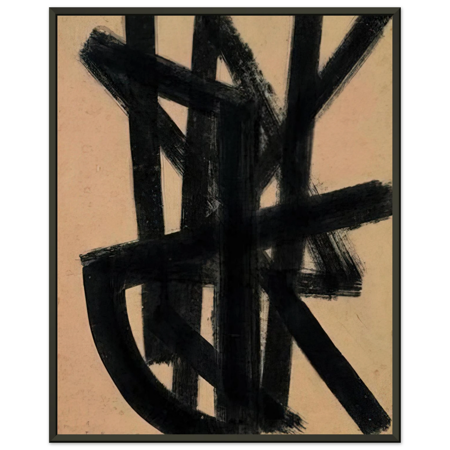 Pierre Soulages  Brou de noix 65 x 50 cm 1948  1948 Framed Art Print  - Aluminum Frame - 70x100 cm / 28x40 inches