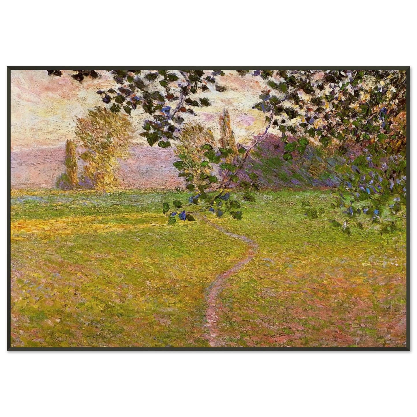 claude monet  Morning Landscape Giverny Framed Art Print  - Aluminum Frame - 21x29.7 cm / 8x12"