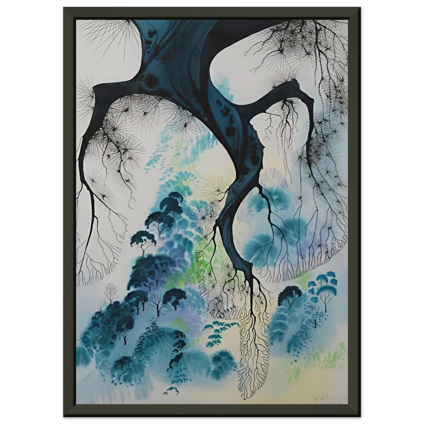 Eyvind Earle  Coastline Framed Art Print  - Aluminum Frame - 40x50 cm / 16x20 inches