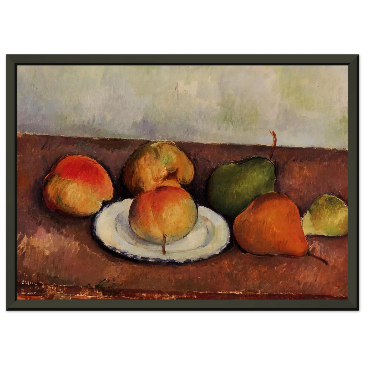 Paul Cezanne  Still Life Plate and Fruit Framed Art Print  - Aluminum Frame - 70x100 cm / 28x40 inches