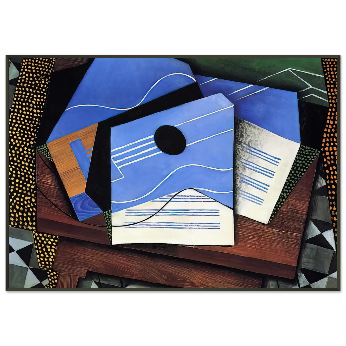 Juan Gris  GUITAR ON A TABLE 1915 Framed Art Print  - Aluminum Frame - 21x29.7 cm / 8x12"