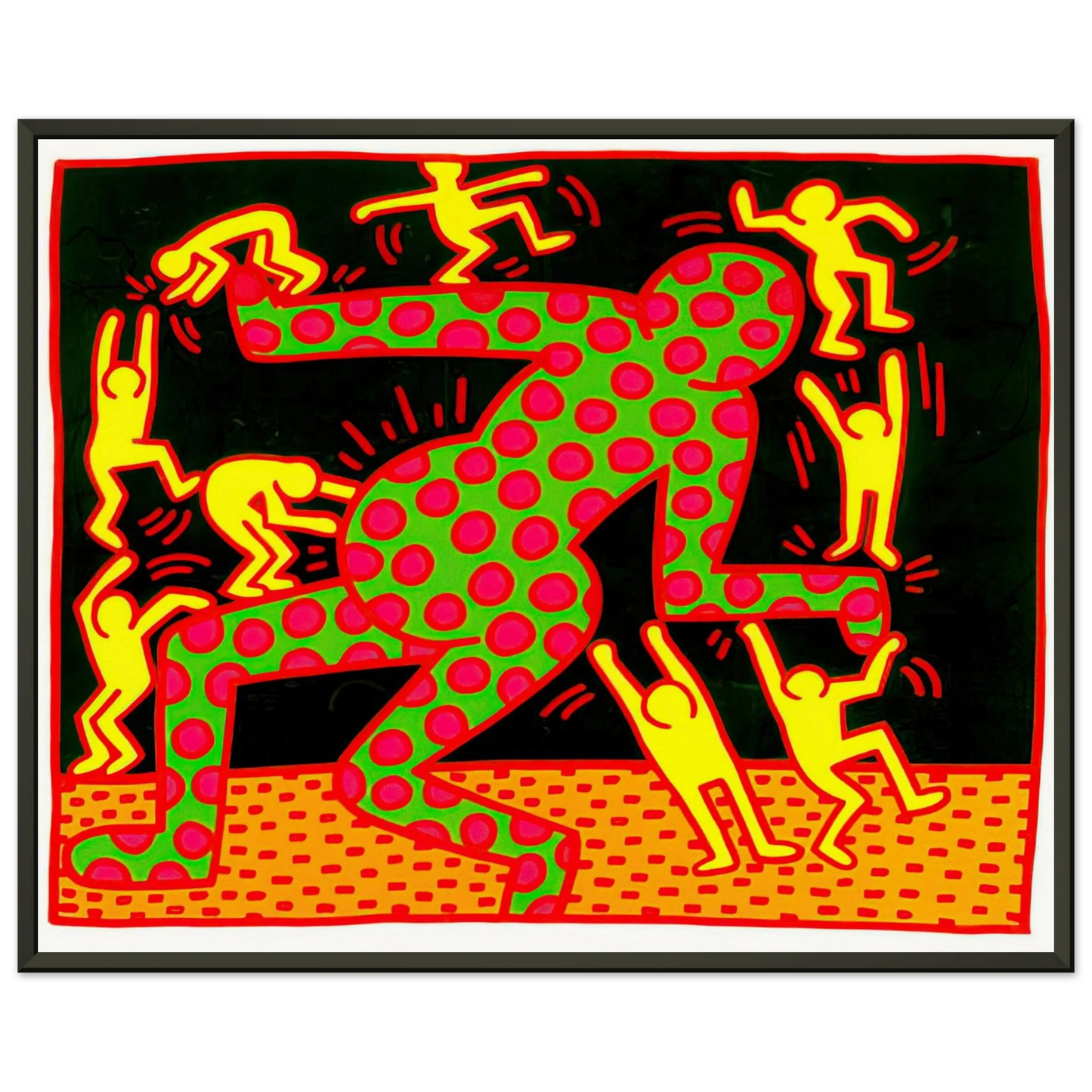 Keith Haring  UNTITLED 1983 2 Framed Art Print  - Aluminum Frame - 60x80 cm / 24x32 inches