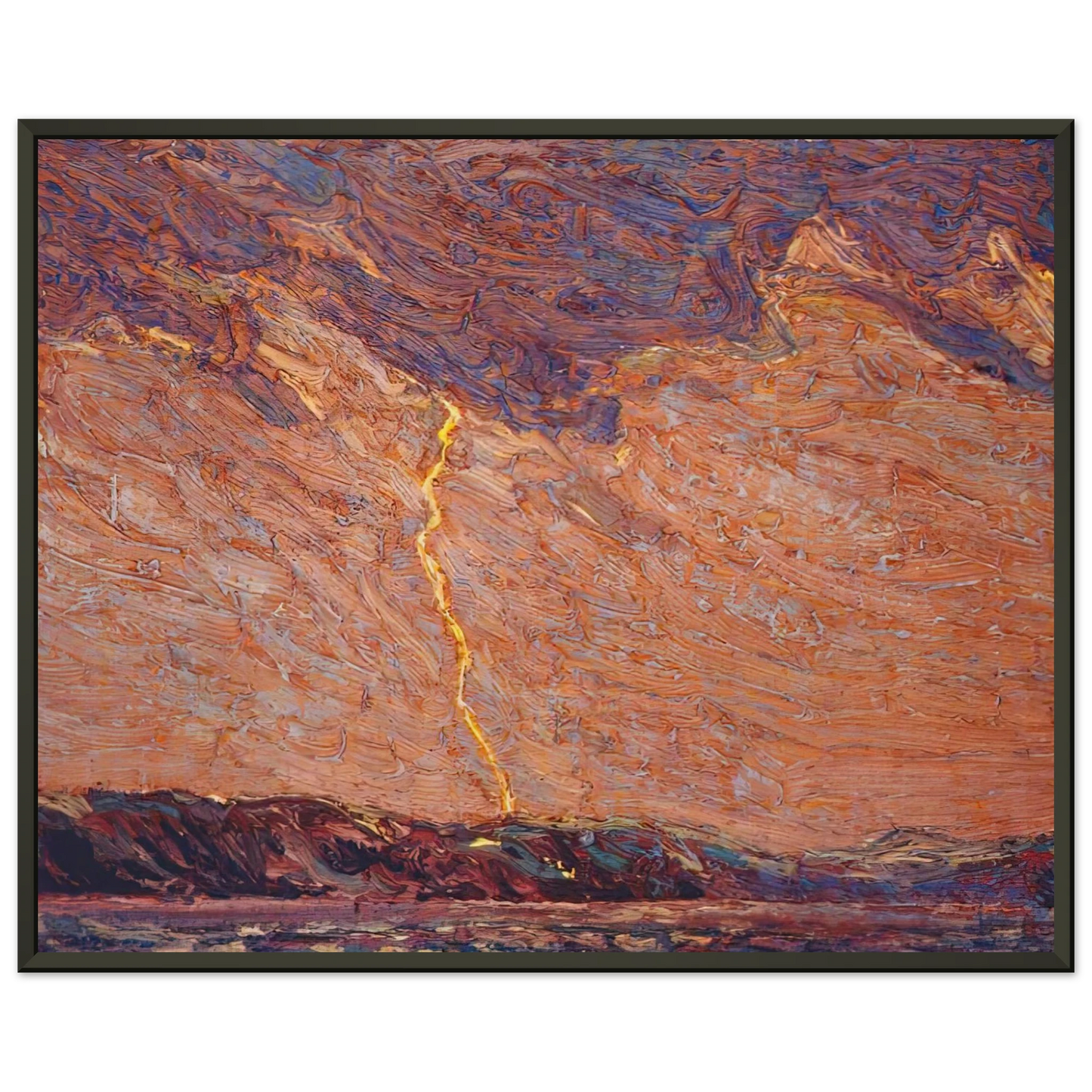 Tom Thomson  LIGHTNING CANOE LAKE 1915 Framed Art Print  - Aluminum Frame - 40x50 cm / 16x20 inches