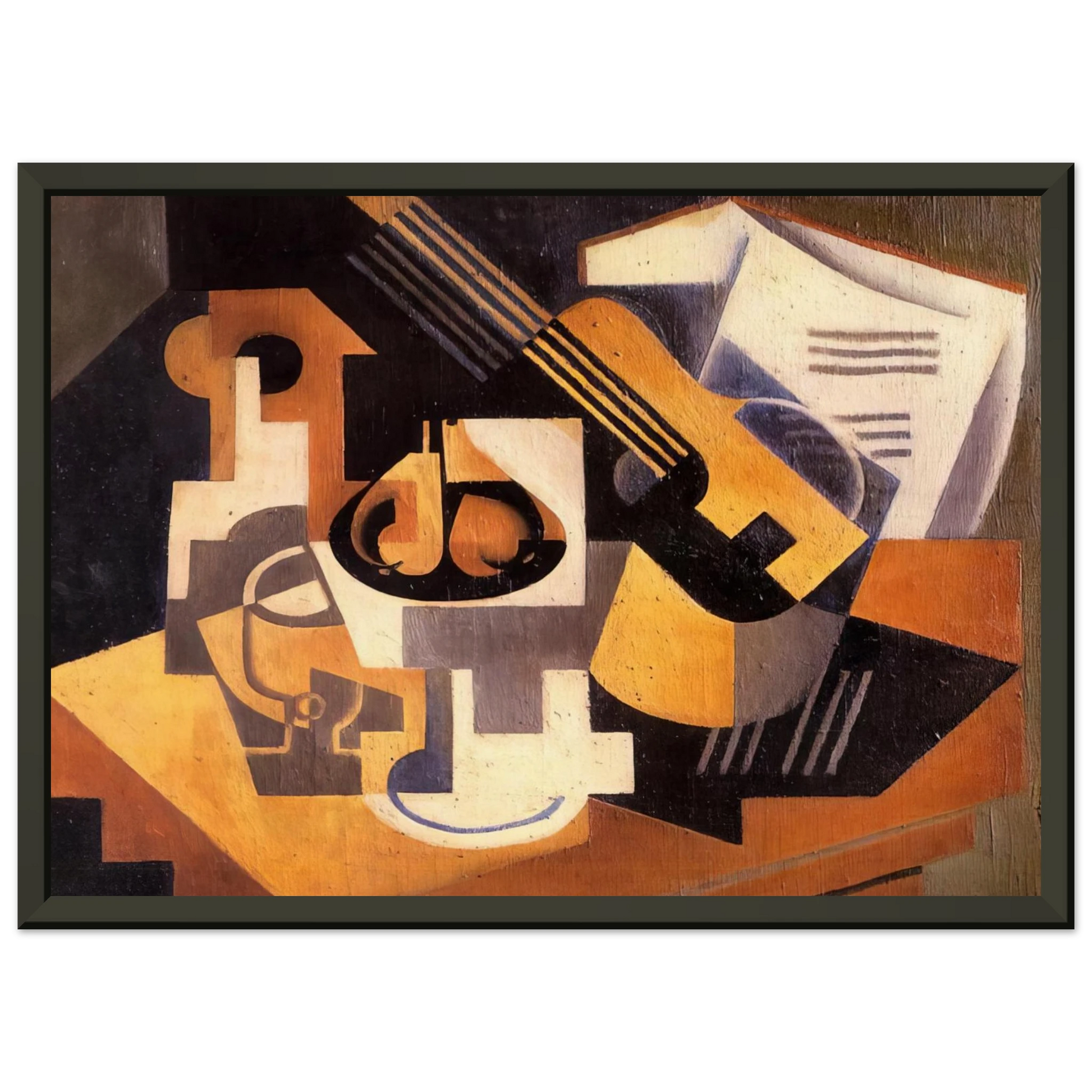 Juan Gris  GUITAR AND FRUIT BOWL ON A TABLE 1918 Framed Art Print  - Aluminum Frame - 70x100 cm / 28x40 inches