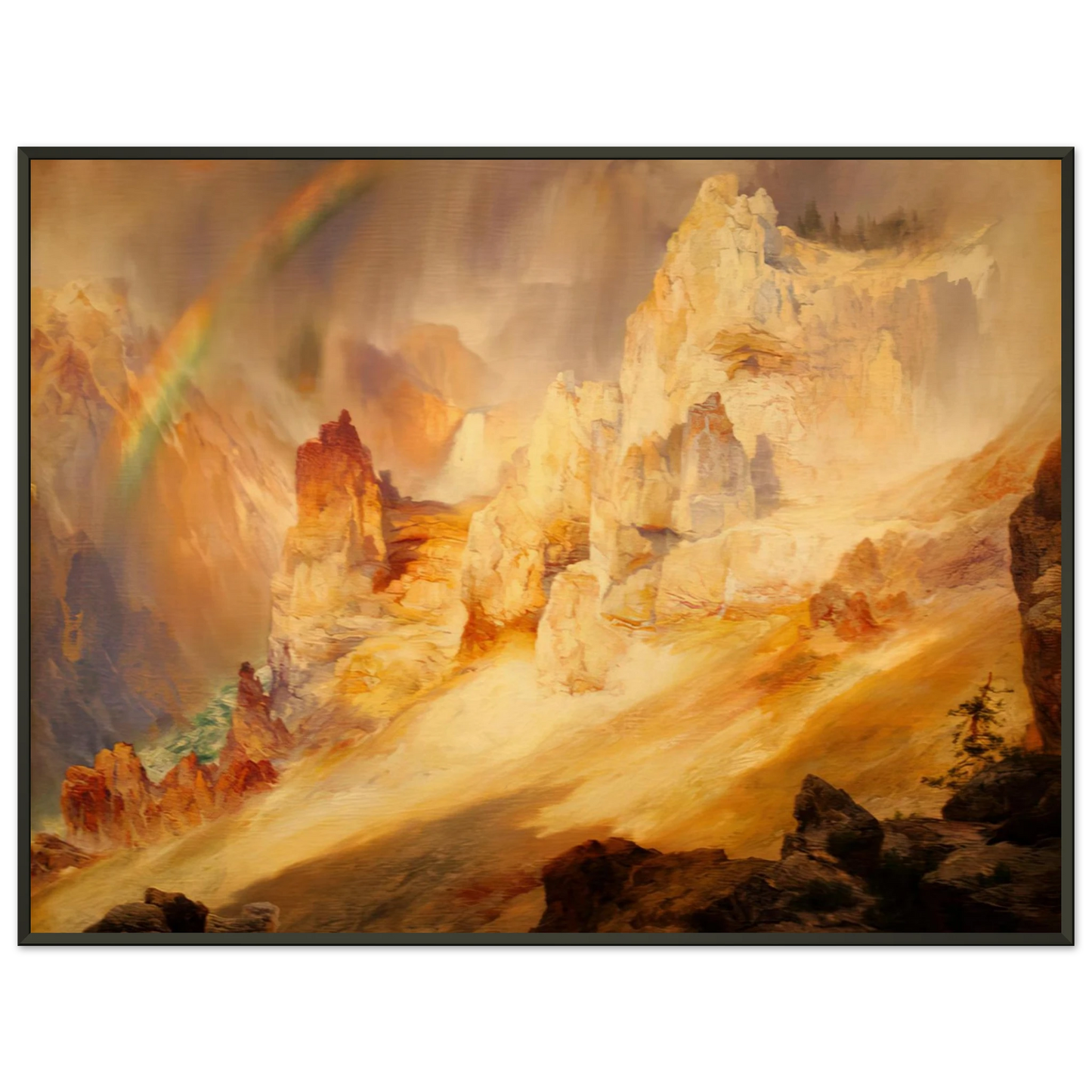 Thomas Moran  Rainbow over the Grand Canyon of the Yellowstone Framed Art Print  - Aluminum Frame - 60x80 cm / 24x32 inches