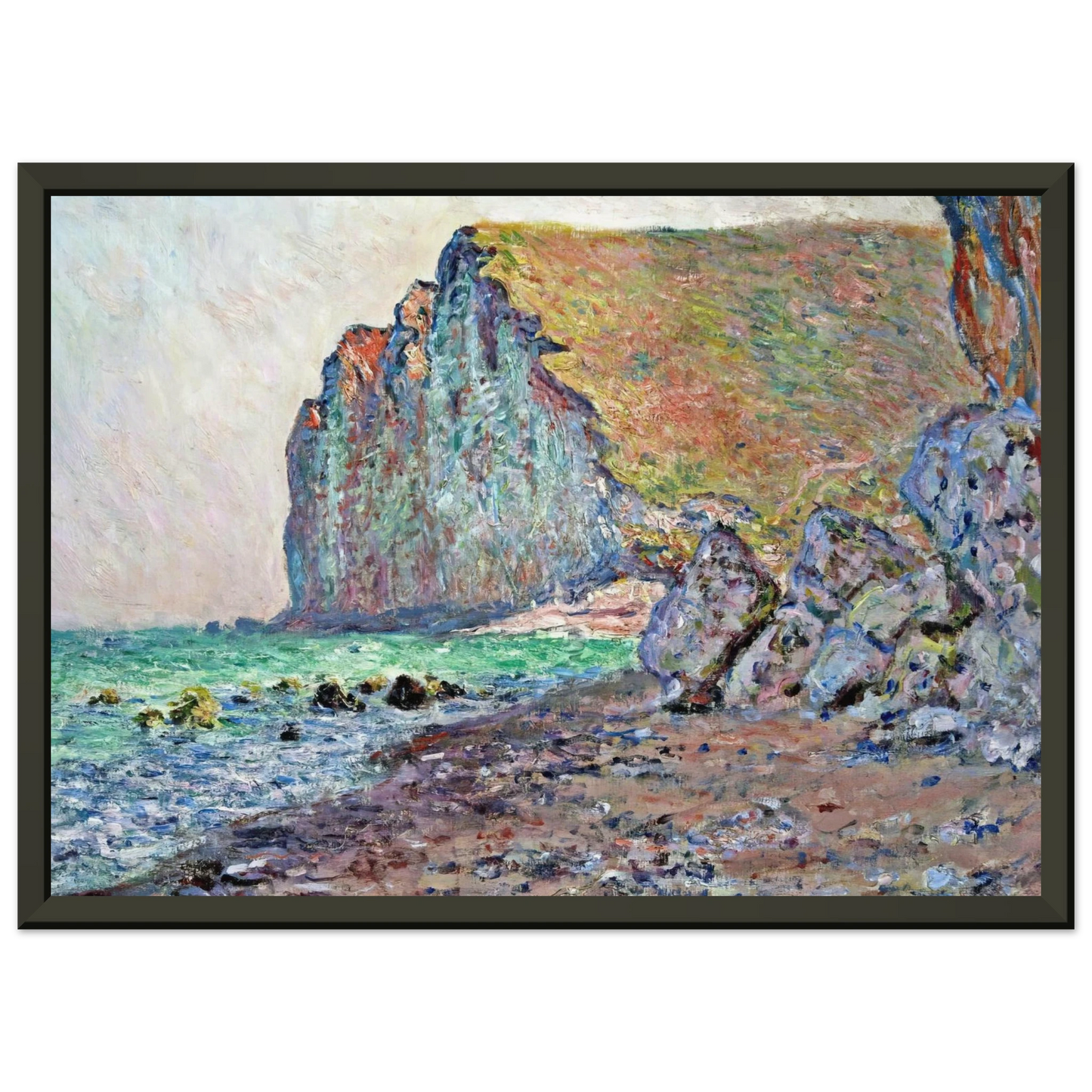 claude monet  Cliffs of Les PetitesDalles Framed Art Print  - Aluminum Frame - 60x80 cm / 24x32 inches