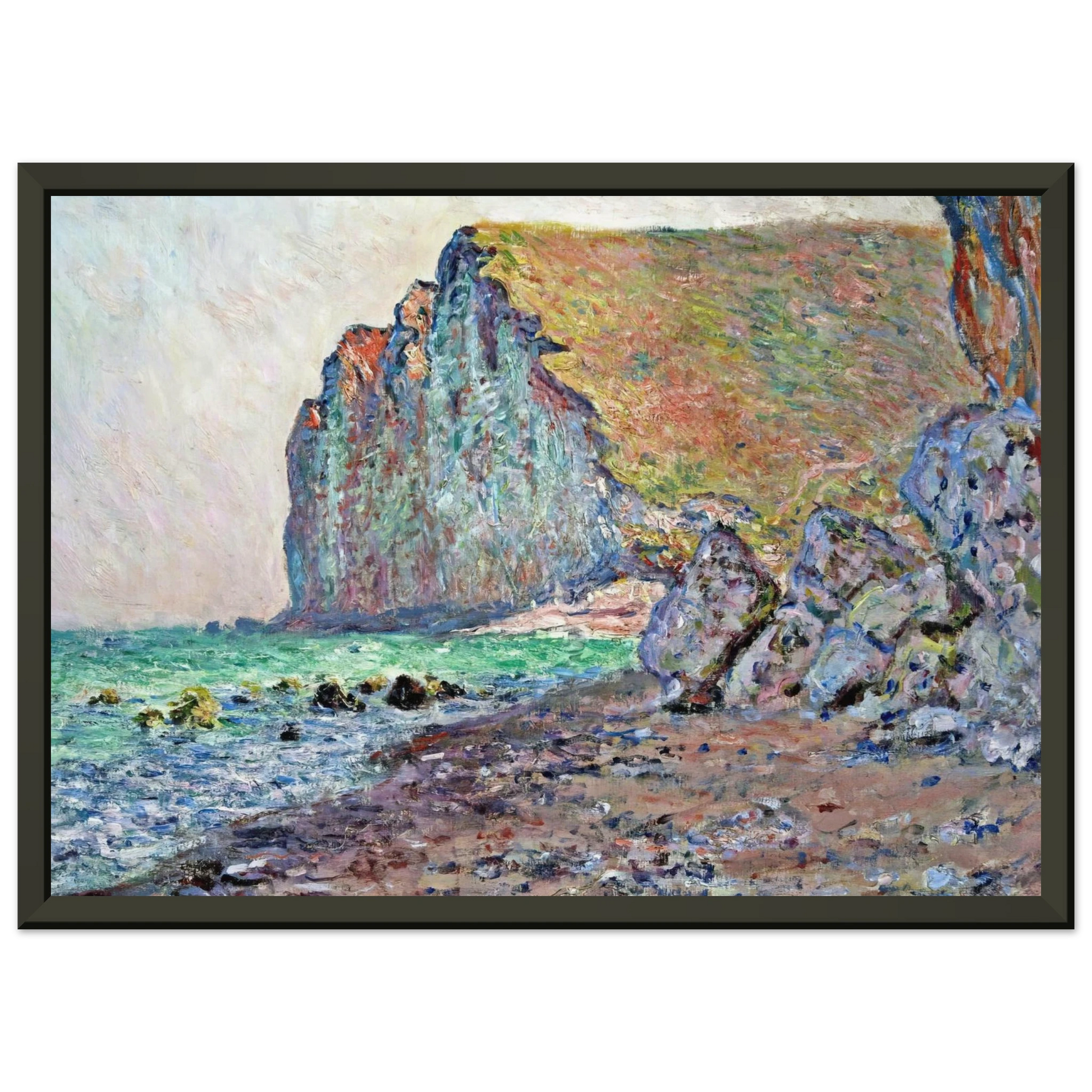 claude monet  Cliffs of Les PetitesDalles Framed Art Print  - Aluminum Frame - 60x80 cm / 24x32 inches