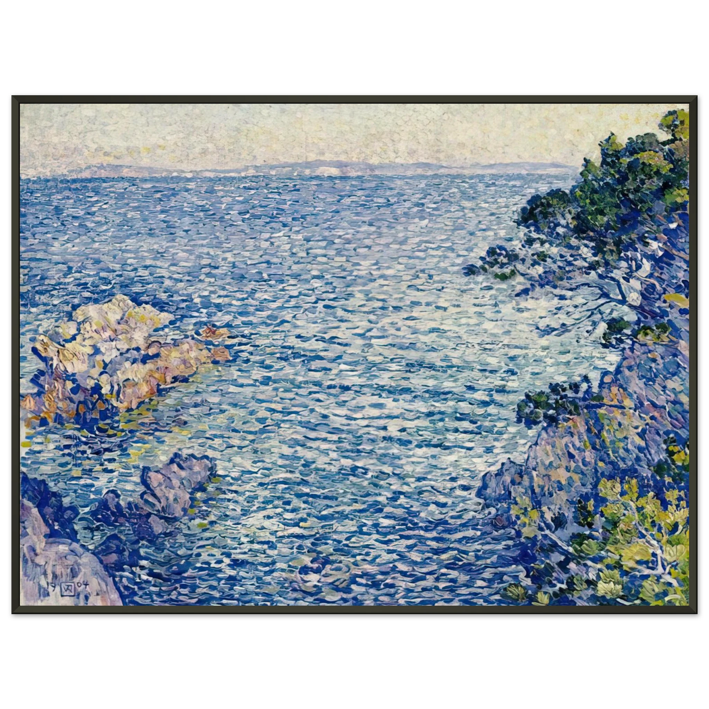 Theo van Rysselberghe  THE POINT OF ROSSIGNOL 1904 Framed Art Print  - Aluminum Frame - 70x100 cm / 28x40 inches