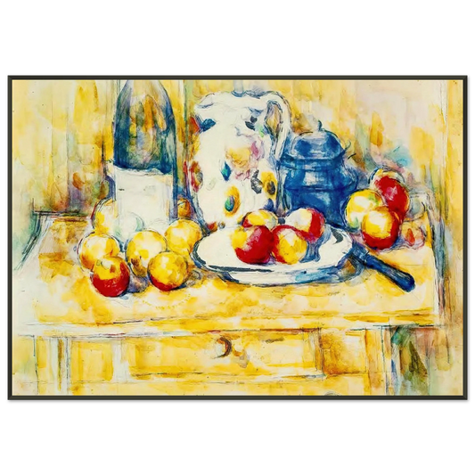 Paul Cezanne  Still Life with Apples a Bottle and a Milk Pot Framed Art Print  - Aluminum Frame - 21x29.7 cm / 8x12"