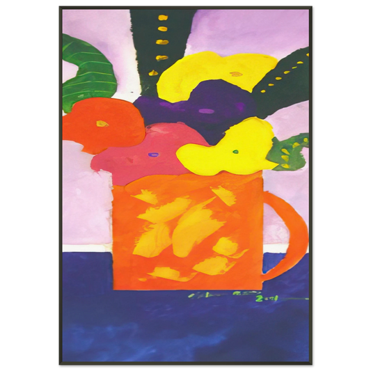 Aldemir Martins  Jar With Flowers  2001 Framed Art Print  - Aluminum Frame - 21x29.7 cm / 8x12"