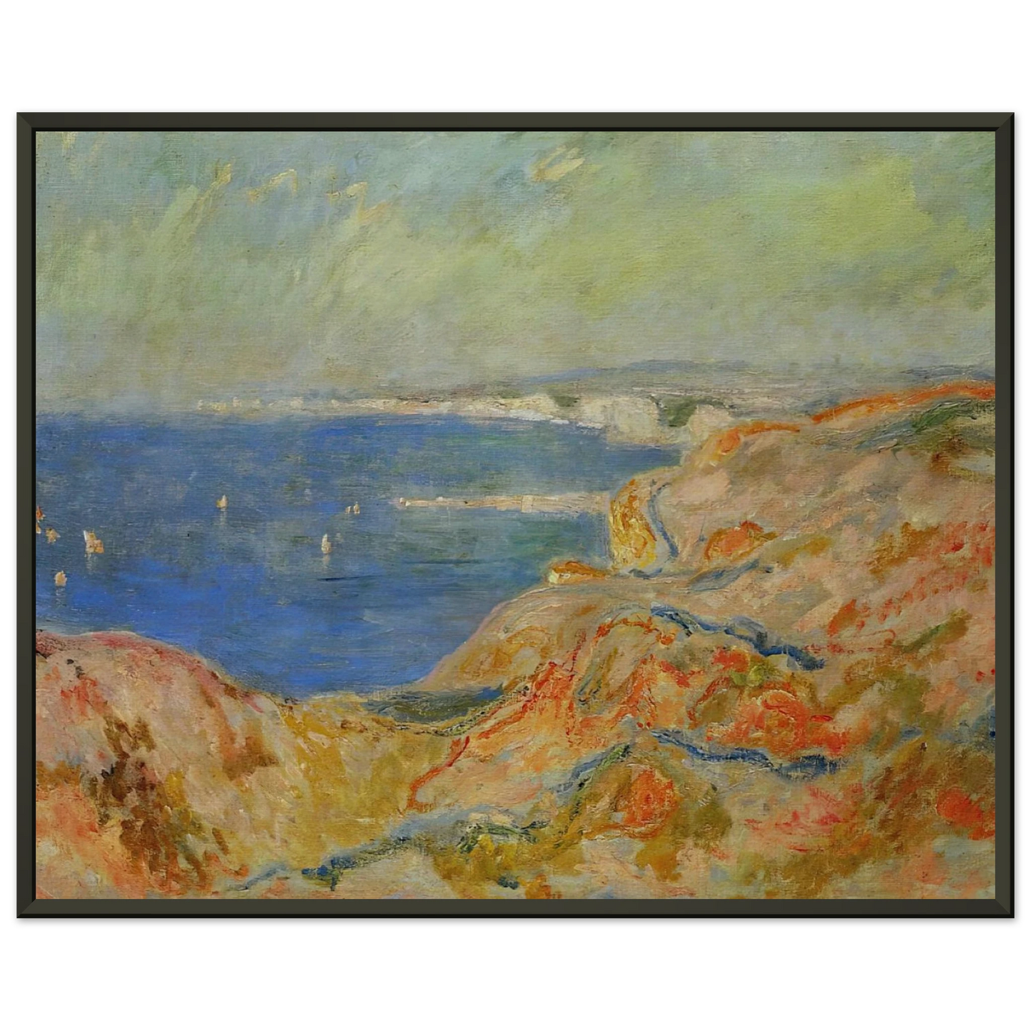 claude monet  On the Cliff near Dieppe Framed Art Print  - Aluminum Frame - 60x80 cm / 24x32 inches