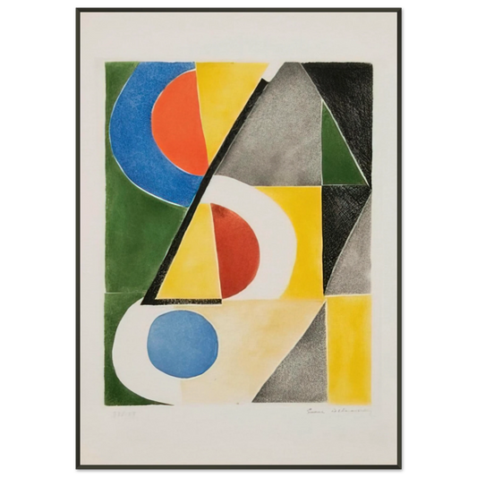 Sonia Delaunay  ABSTRACT COMPOSITION WITH TRIANGLES AND SEMICIRCLES Framed Art Print  - Aluminum Frame - 21x29.7 cm / 8x12"