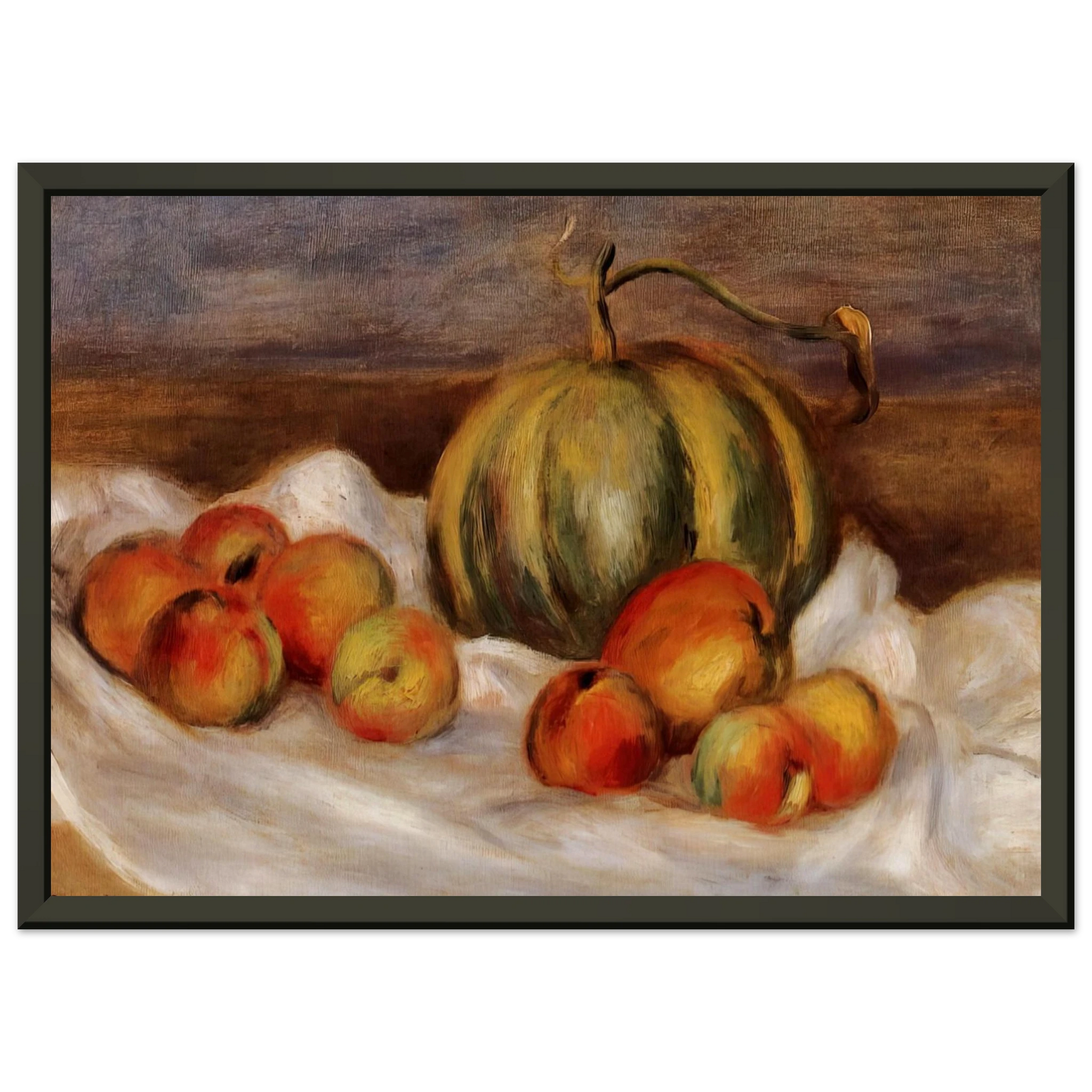 PierreAuguste Renoir  Still Life with Cantalope and Peaches Framed Art Print  - Aluminum Frame - 70x100 cm / 28x40 inches