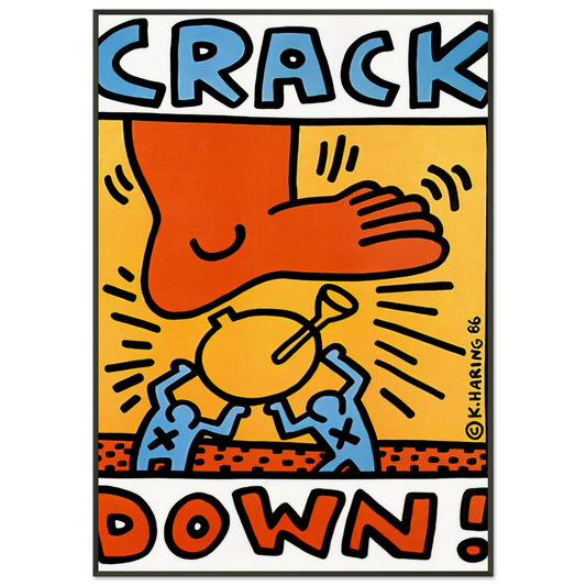 Keith Haring  CRACK DOWN 1986 Framed Art Print  - Aluminum Frame - 21x29.7 cm / 8x12"
