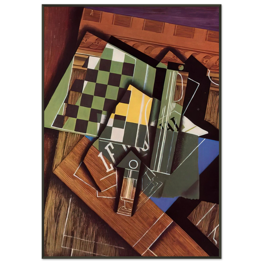 Juan Gris  THE CHECKERBOARD 1915 Framed Art Print  - Aluminum Frame - 21x29.7 cm / 8x12"
