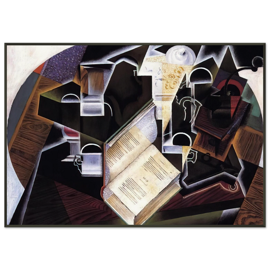 Juan Gris  BOOK PIPE AND GLASSES Framed Art Print  - Aluminum Frame - 21x29.7 cm / 8x12"