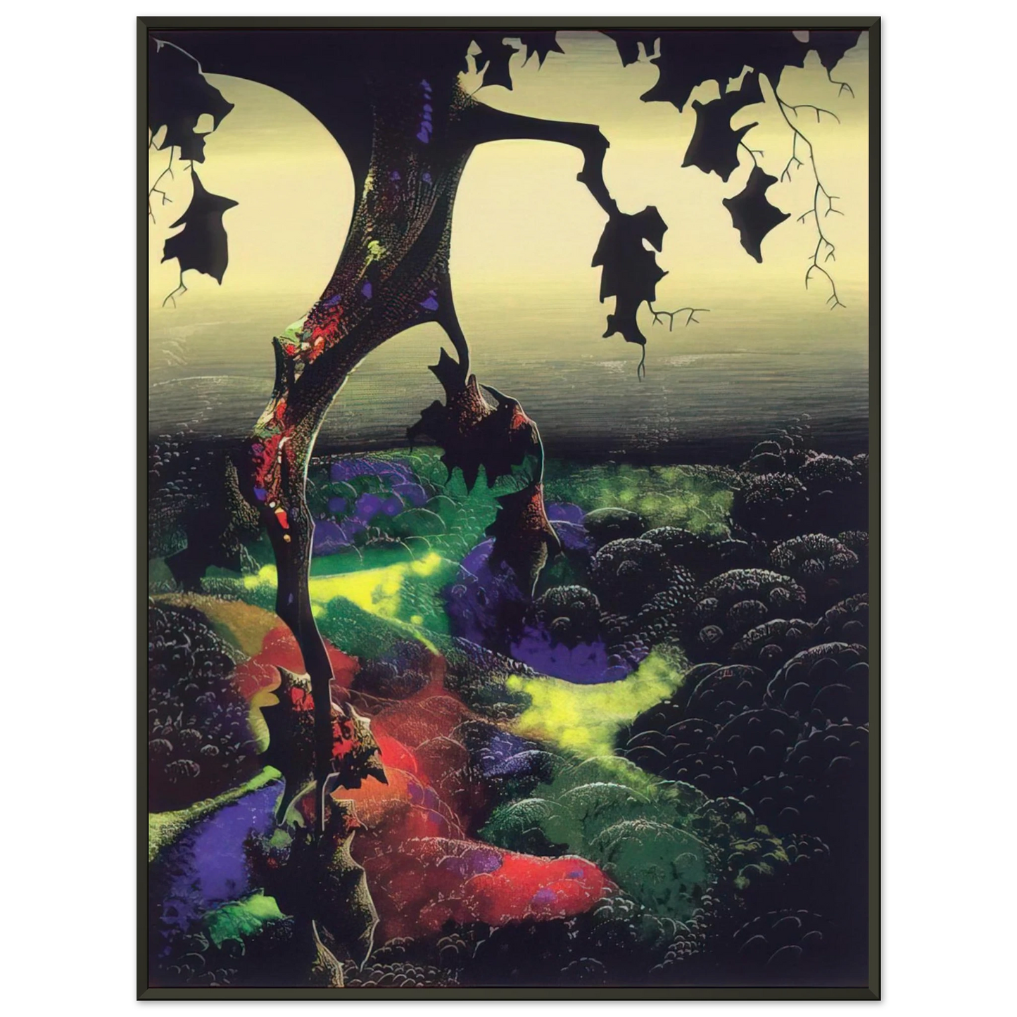 Eyvind Earle  Crimson Red and Gold Framed Art Print  - Aluminum Frame - 40x50 cm / 16x20 inches