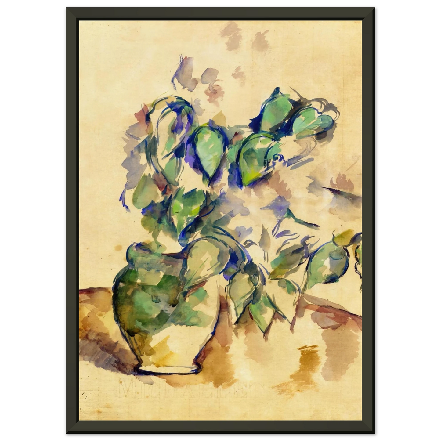 Paul Cezanne  Leaves in a Green Pot Framed Art Print  - Aluminum Frame - 60x80 cm / 24x32 inches