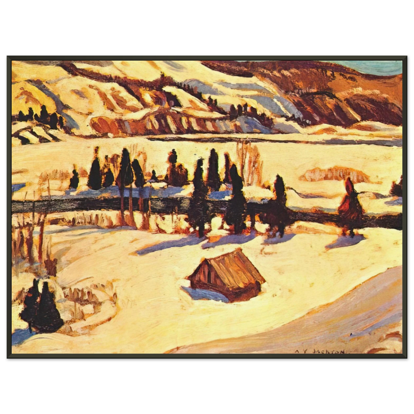 AY Jackson  River St Urbain  1930 Framed Art Print  - Aluminum Frame - 70x100 cm / 28x40 inches