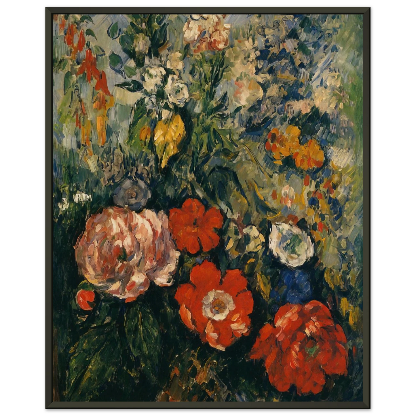 Paul Cezanne  Bouquet of Flowers Framed Art Print  - Aluminum Frame - 40x50 cm / 16x20 inches