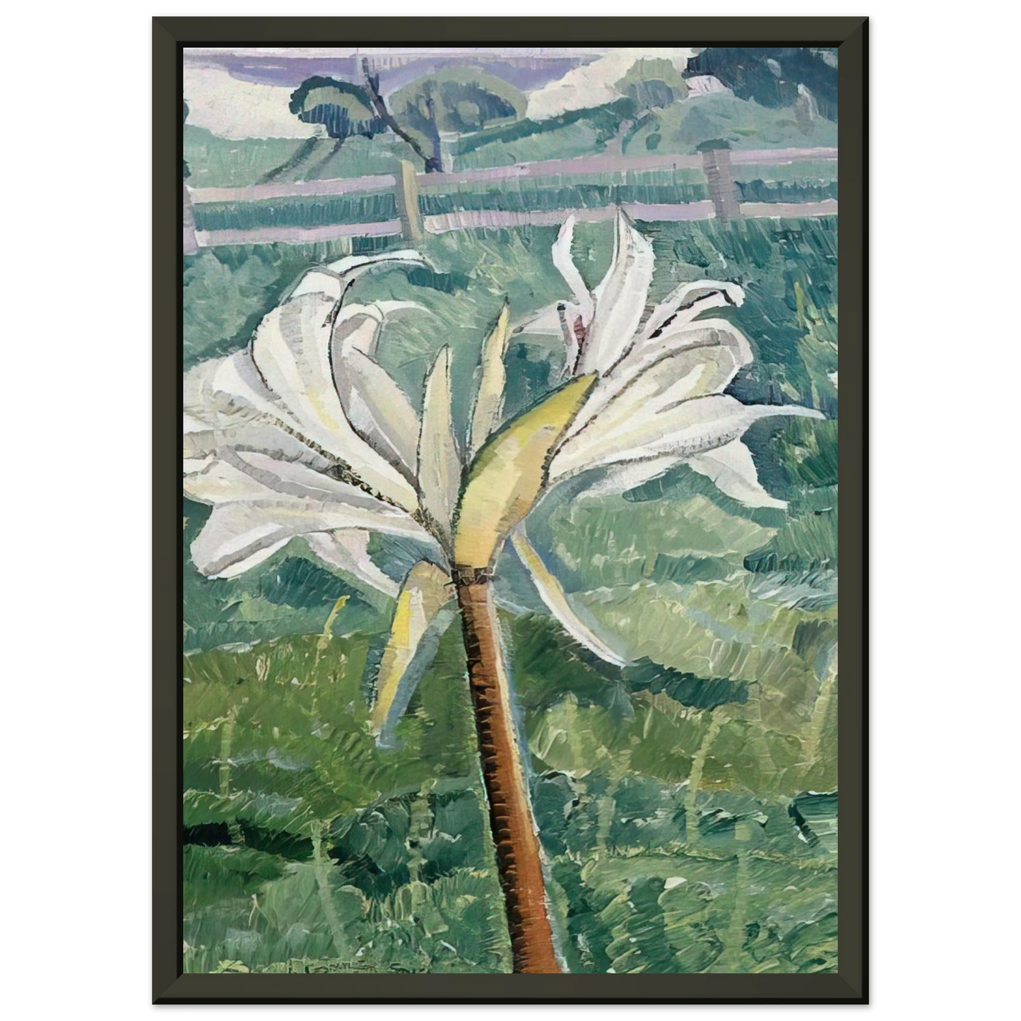 Grace Cossington Smith  Lily growing in a field by the sea  1927 Framed Art Print  - Aluminum Frame - 70x100 cm / 28x40 inches