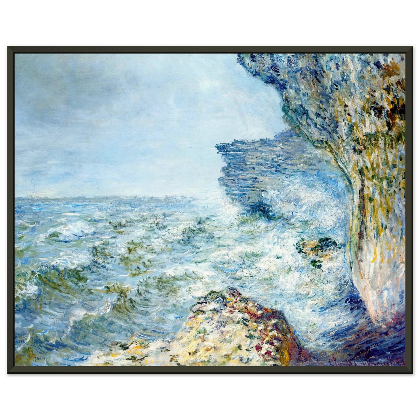 claude monet  The Sea at Fecamp Framed Art Print  - Aluminum Frame - 40x50 cm / 16x20 inches