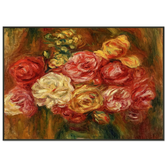 PierreAuguste Renoir  Bouquet of Roses in a Green Vase Framed Art Print  - Aluminum Frame - Default Title